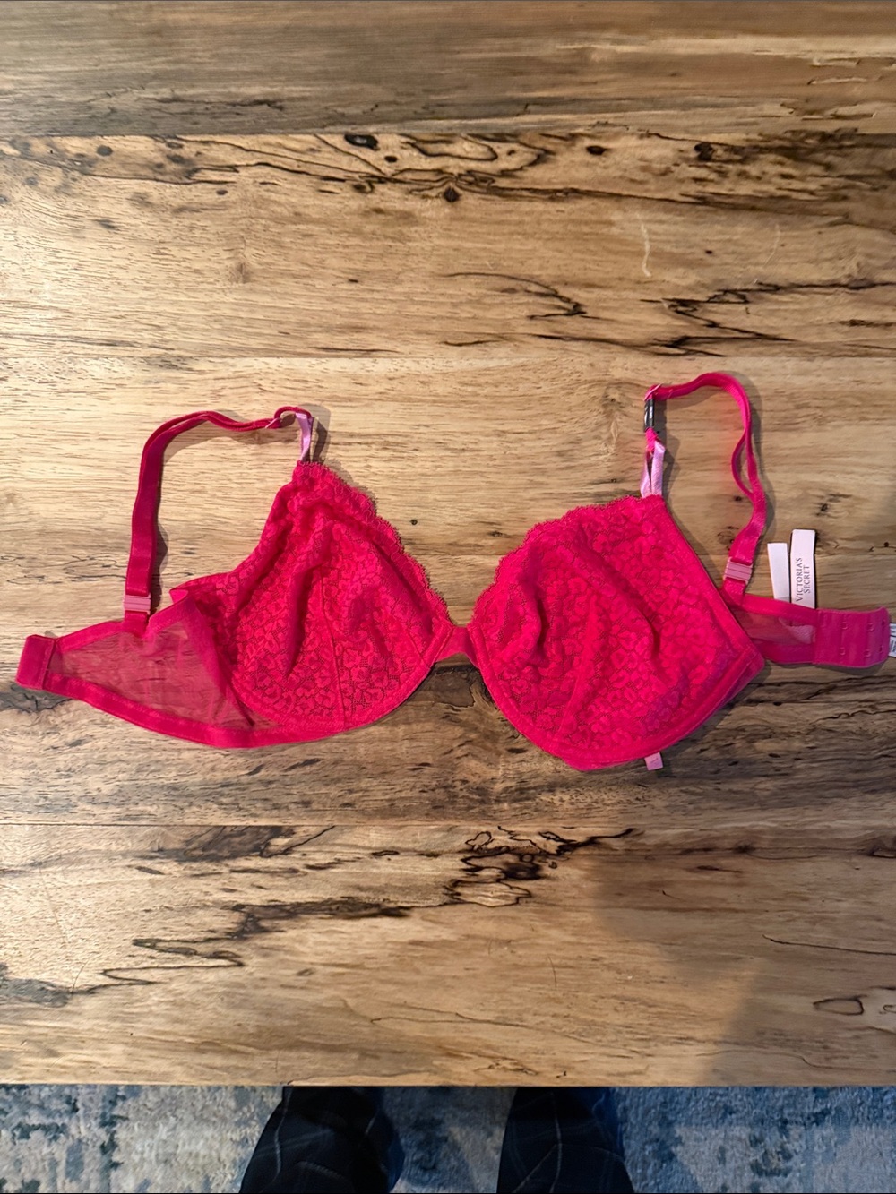 Victoria's Secret Hot Pink Lace Underwire Bra